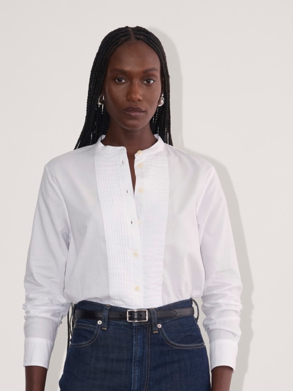 Everlane The Tuxedo Shirt in White Silky Cotton Size 6
